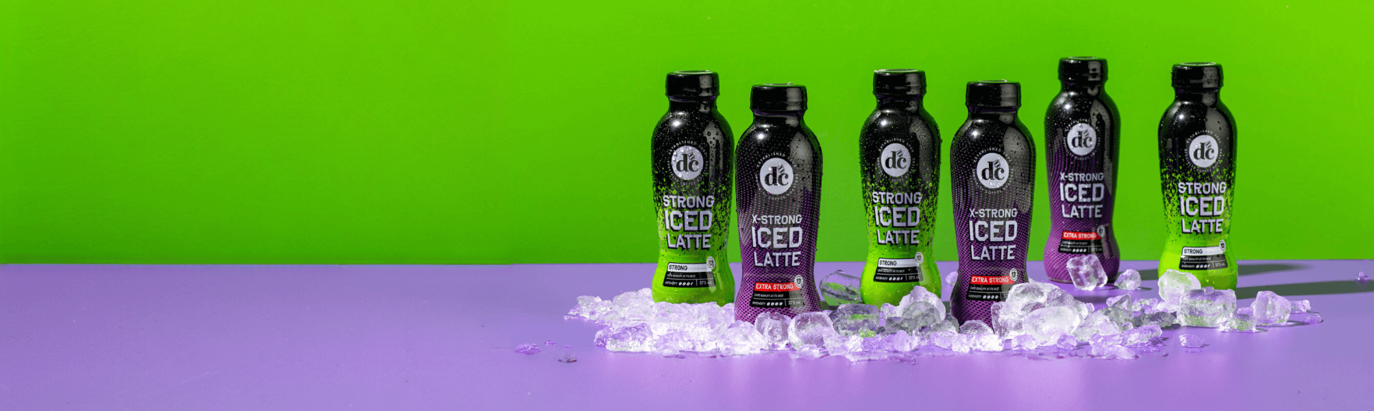 iced coffee bottles with ice