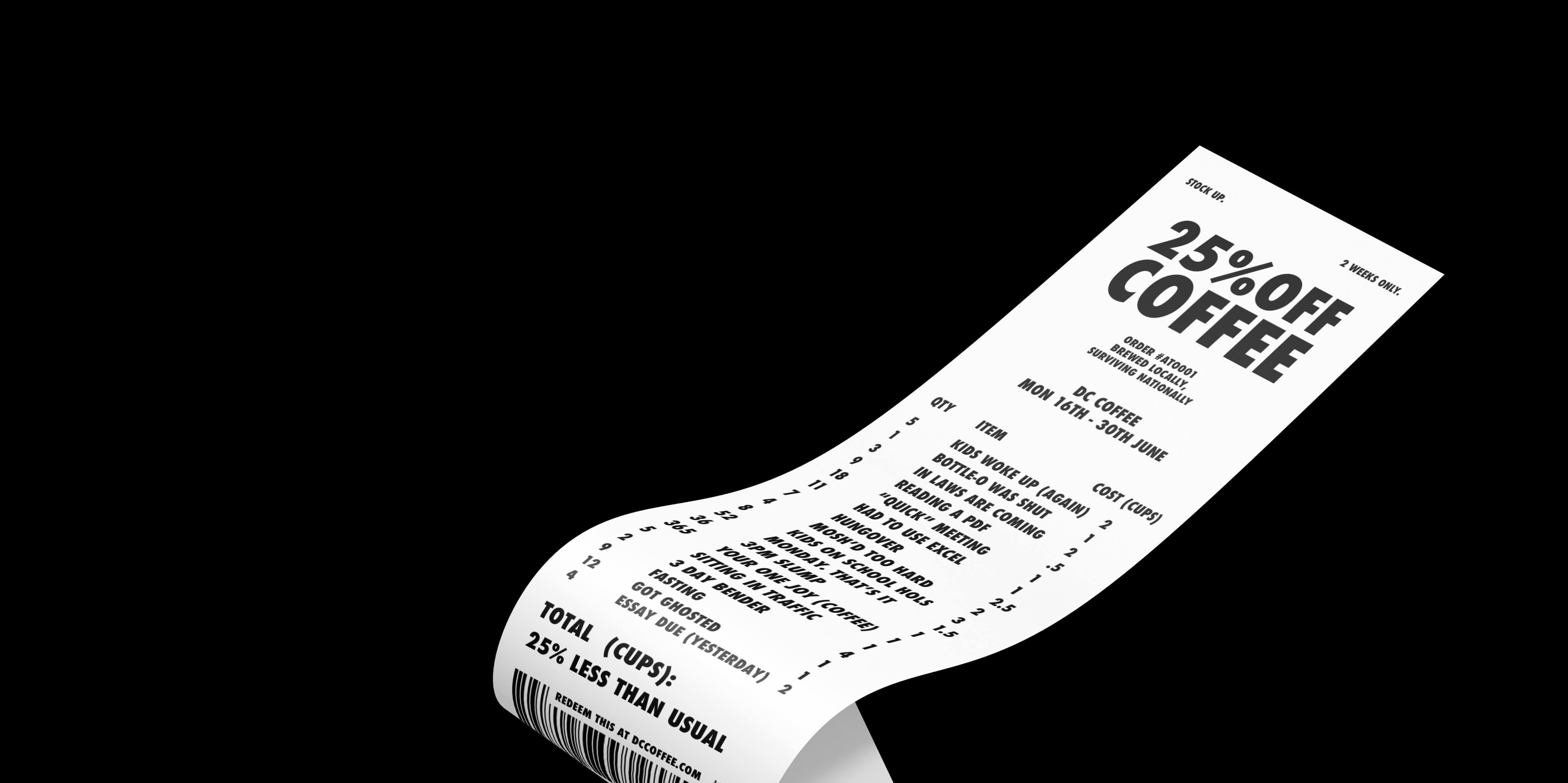receipt showing coffee expenses