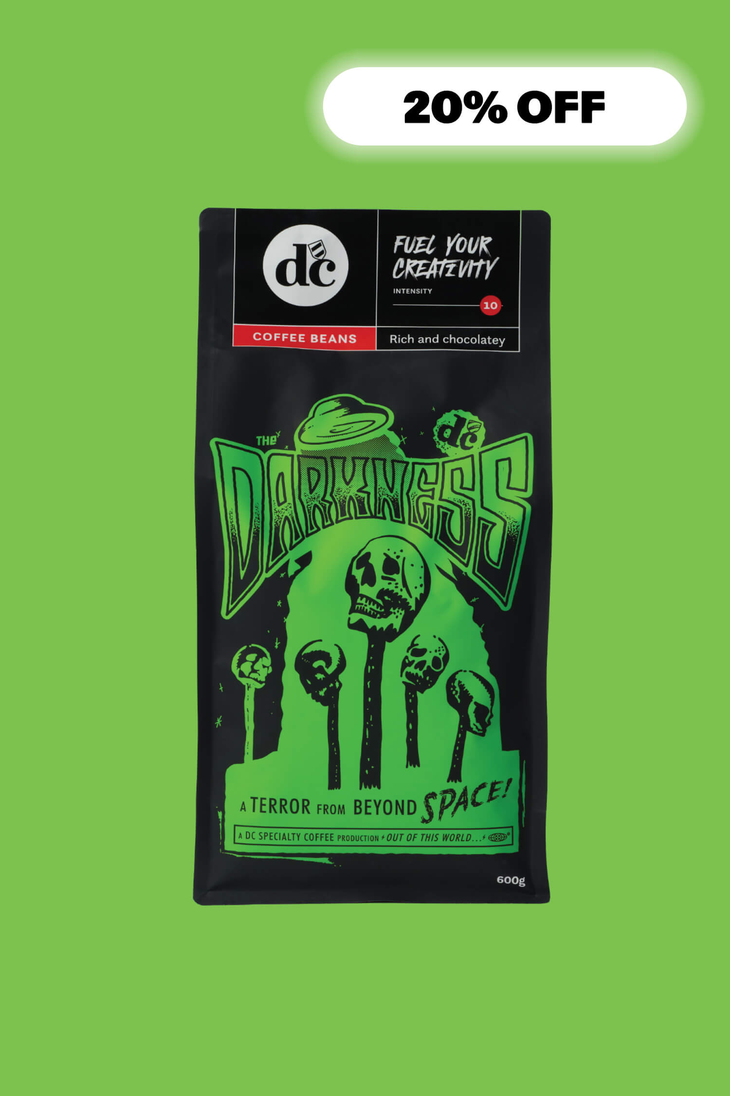 dc Coffee The Darkness 20% off coffee for father's day